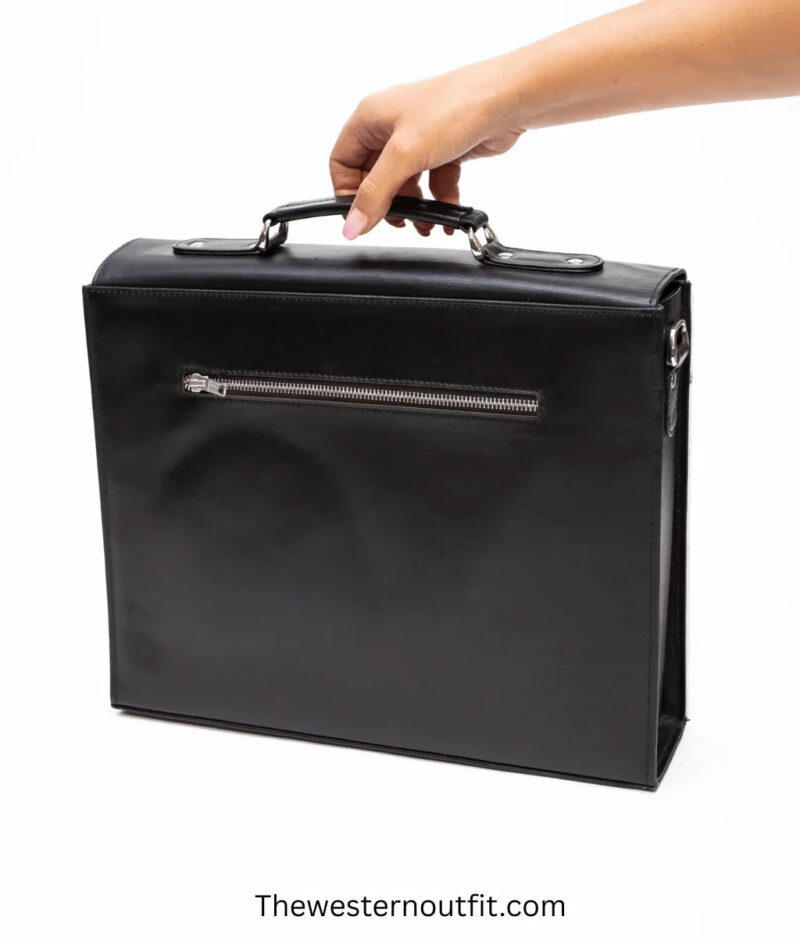 Cowhide Black Laptop Leather Briefcase Bag - Image 6