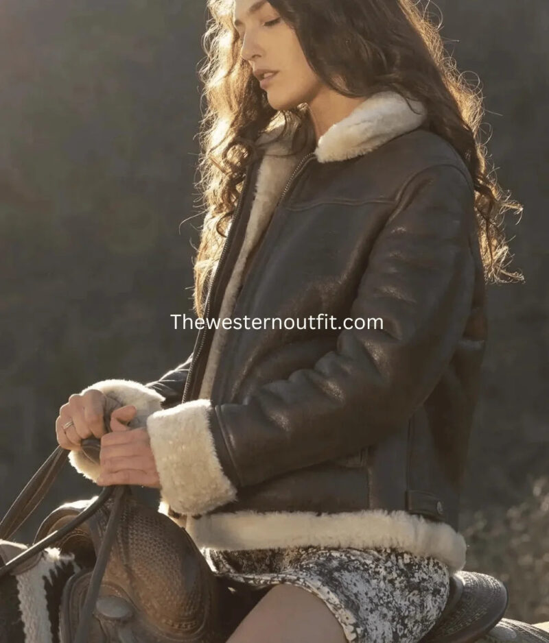 Aviator Women’s Brown Shearling Jacket - Image 2