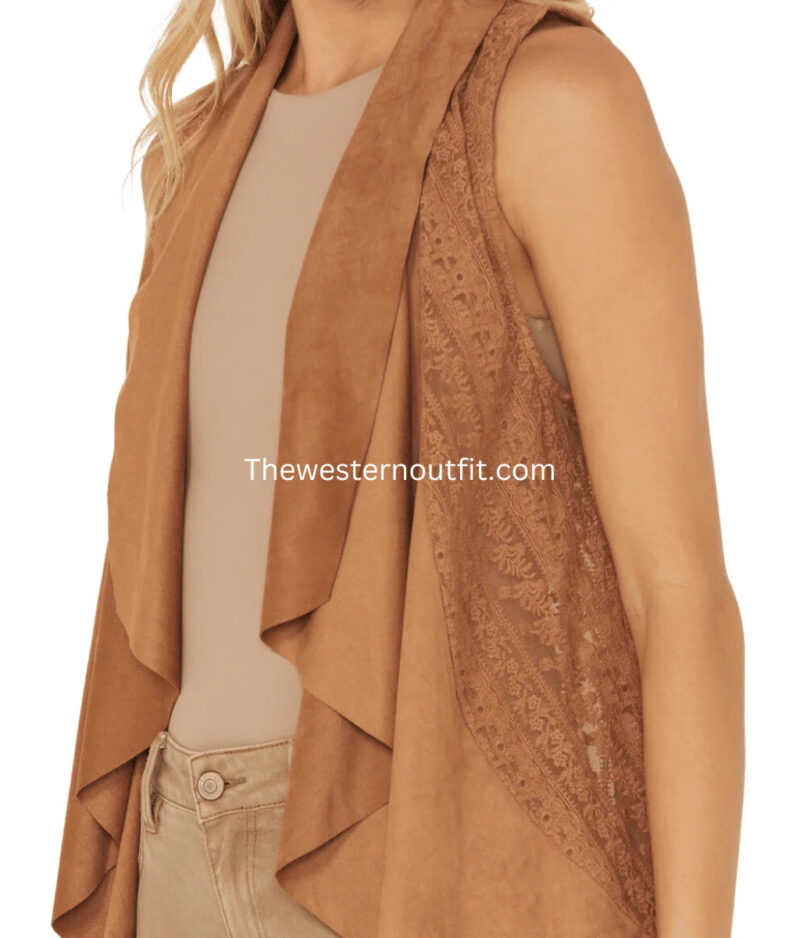 Shyanne Women's Cascade Lace Faux Suede Vest - Image 3