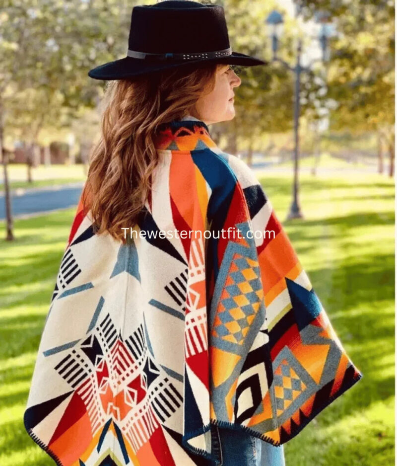 Beth Dutton Kelly Reilly Poncho Blanket Cape Coat For Women - Image 2