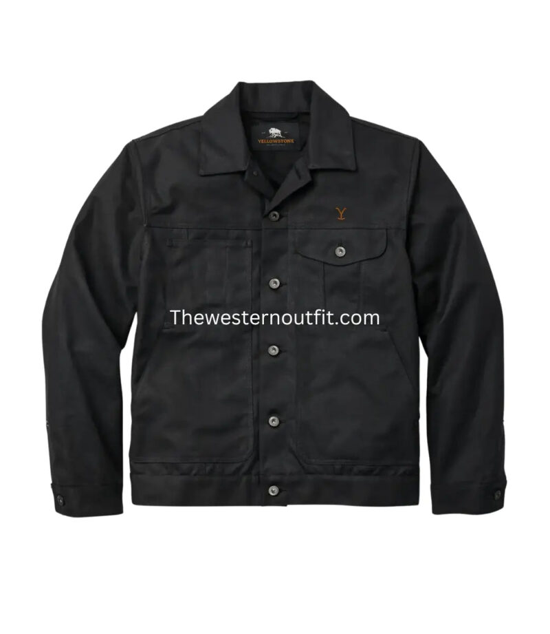 Rip Wheeler Black Cotton Jacket – Yellowstone Series - Image 2
