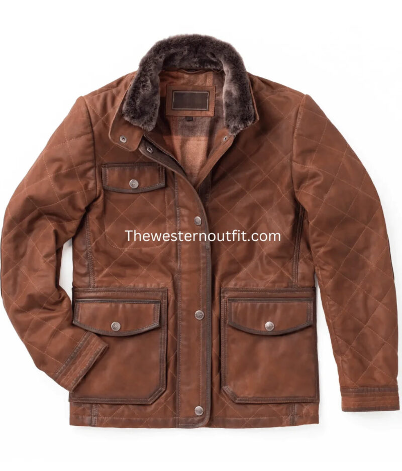 Women’s Waxed Suede Brown Leather Jacket - Image 2