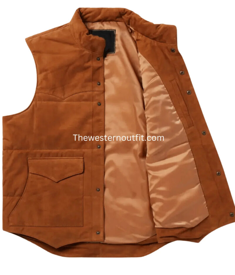Men’s Suede Western Leather Vest - Image 3