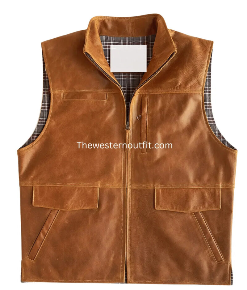 Men’s Musterd Western Leather Vest - Image 2
