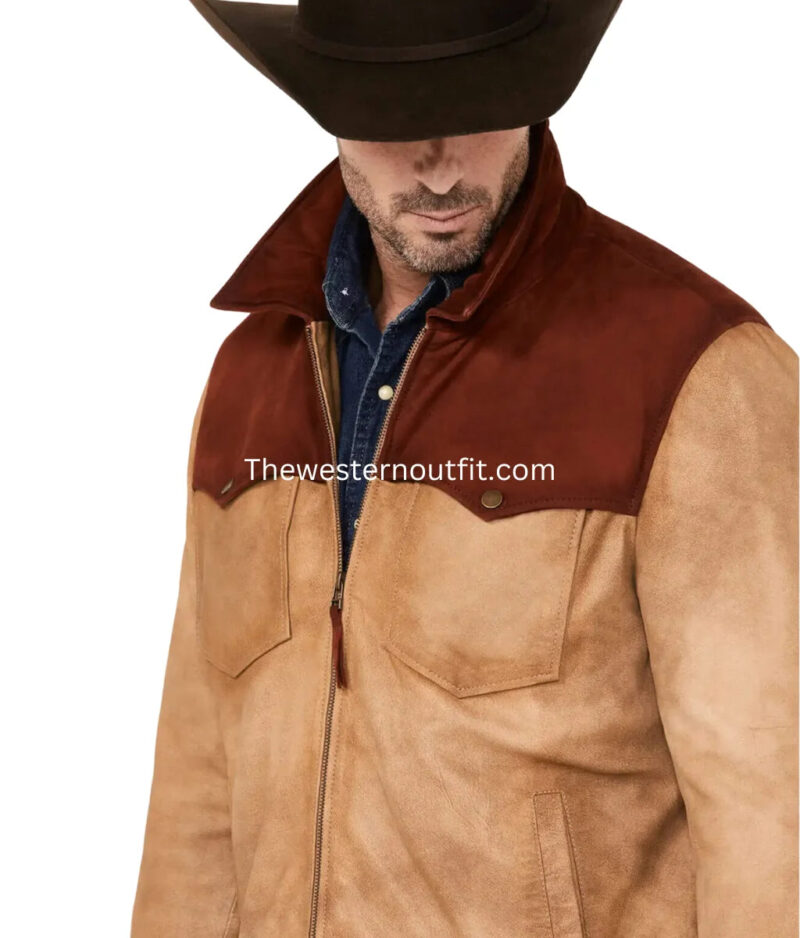 Men’s Burnished Suede Color Block Jacket - Image 2