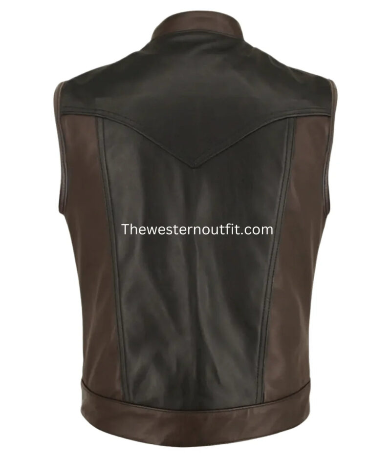Men’s Classic Two Tone Western Leather Vest - Image 2