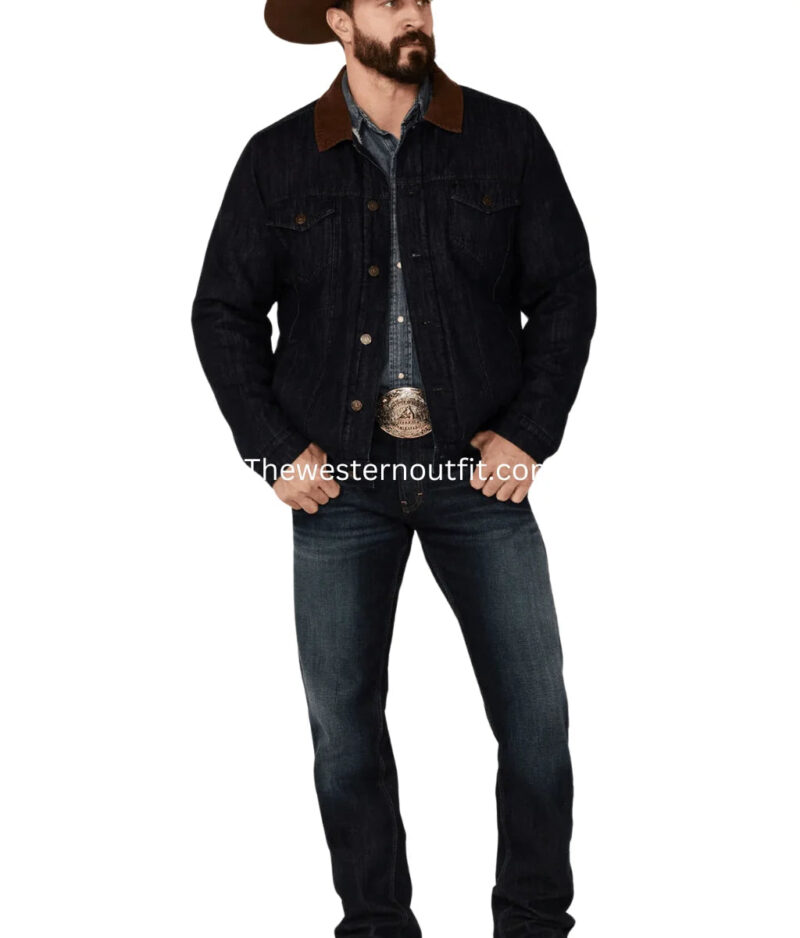 Hawx Men’s Dark Wash Sherpa-Lined Denim Jacket - Image 2