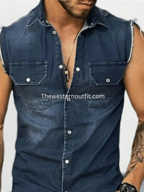 Mens Trucker Jeans Denim Vest