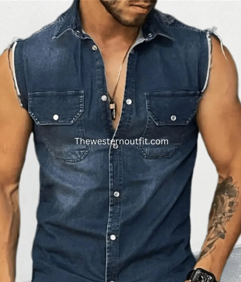 Mens Trucker Jeans Denim Vest