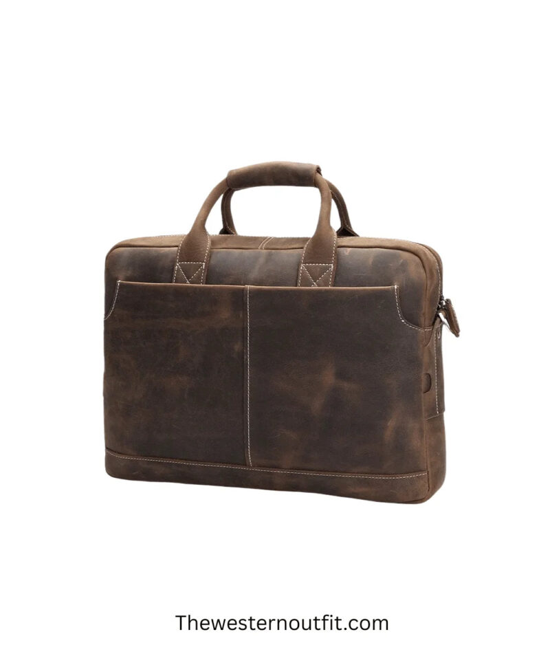 The Welch Briefcase Vintage Leather Messenger Bag - Image 2
