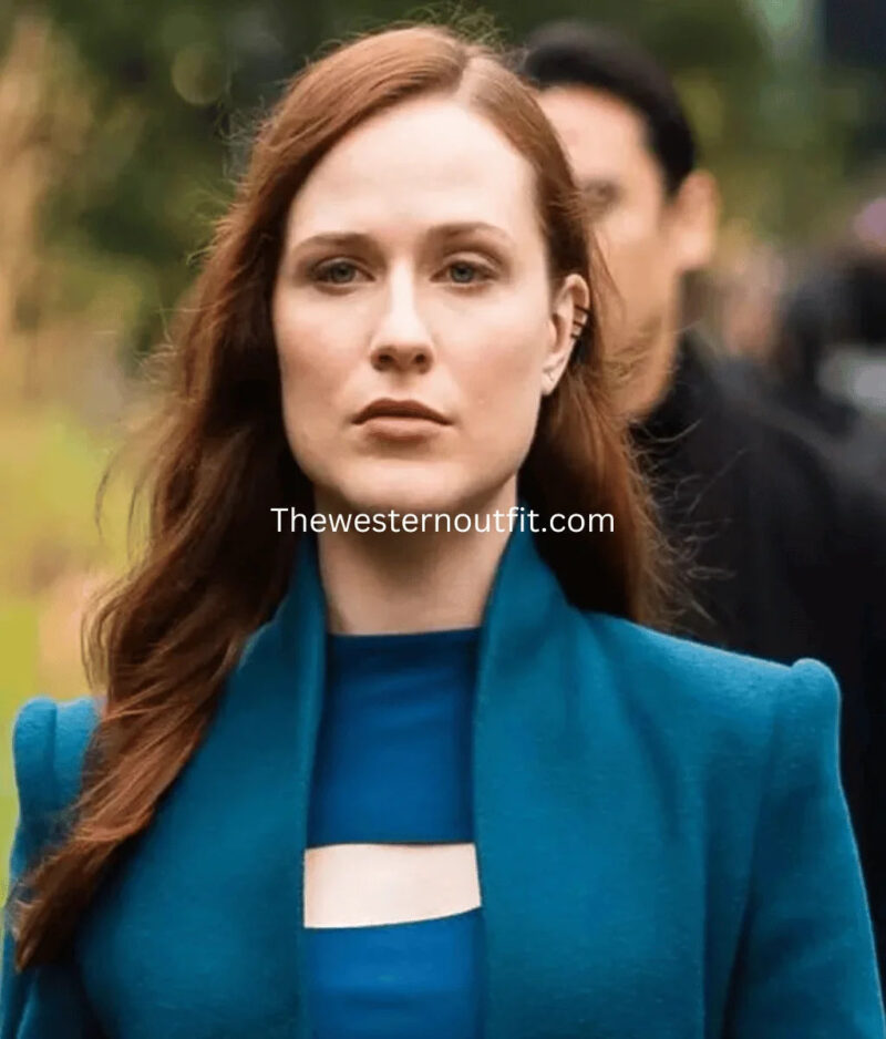 Westworld S04 Evan Rachel Wood Blue Coat For Women - Image 3
