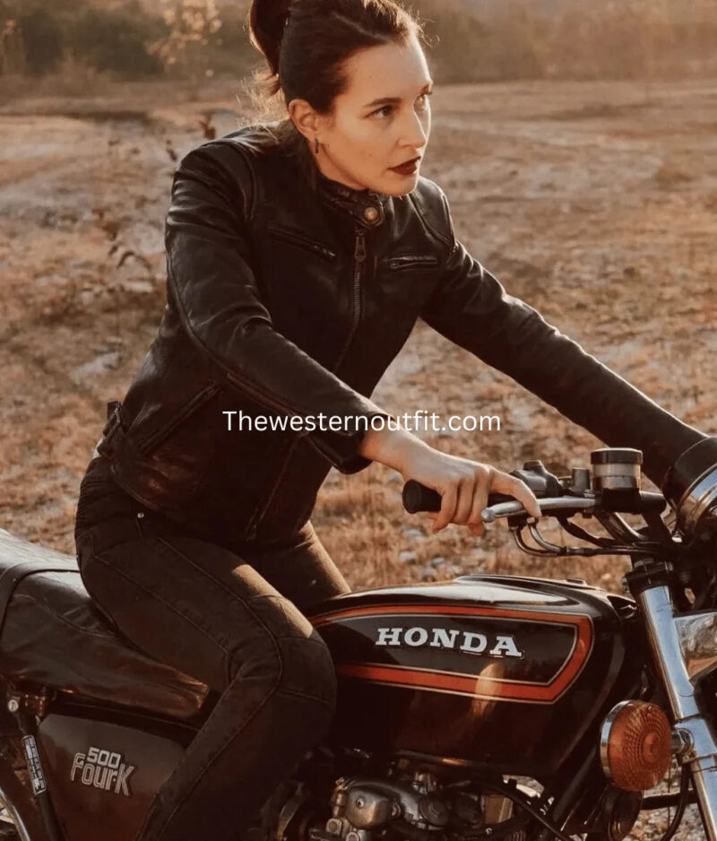 Cafe Racer Women’s Black Leather Jacket - Image 2