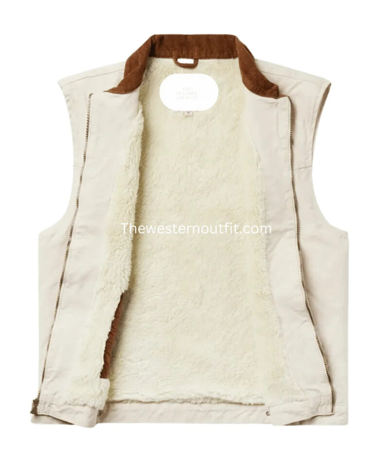 Men’s Cotton Canvas Sherpa Lining Vest - Image 2