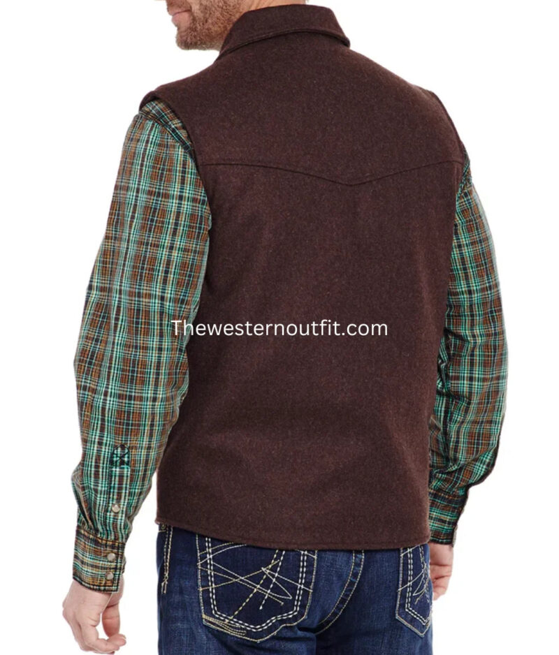 The Men’s Brown Wool Rancher Vest - Image 2