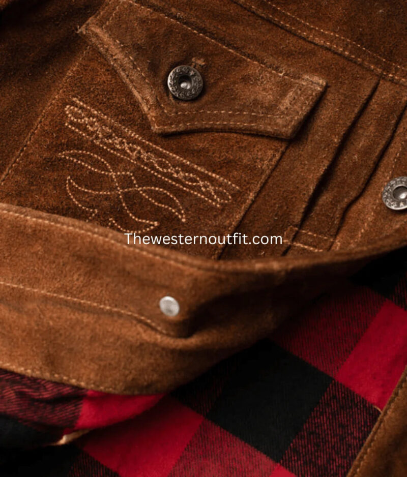 Lordsburg Design  Men’s Brown Suede Leather Trucker Jacket - Image 7
