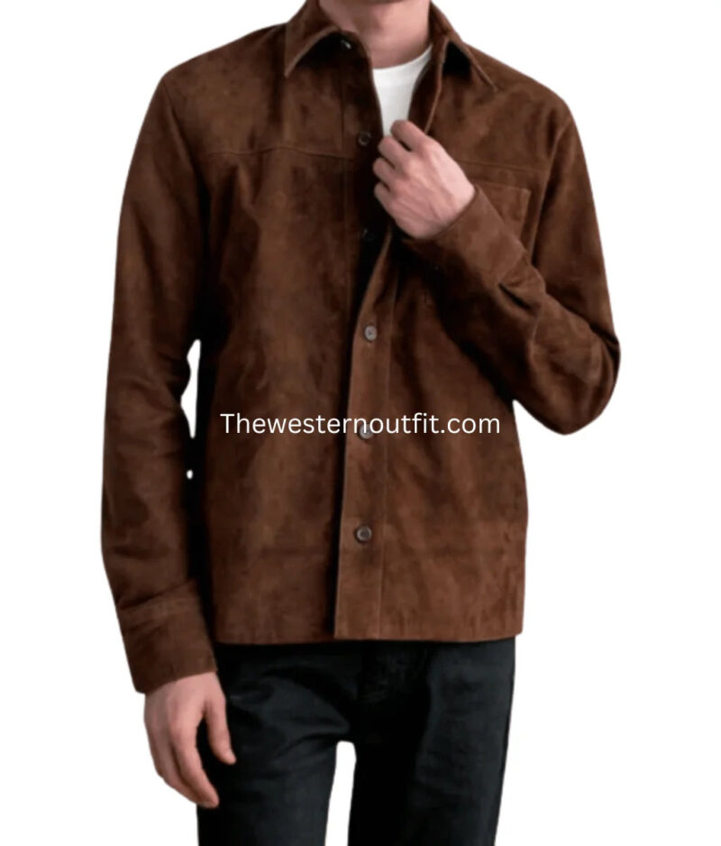 Xavier Mocha Suede Leather Shirt - Image 2