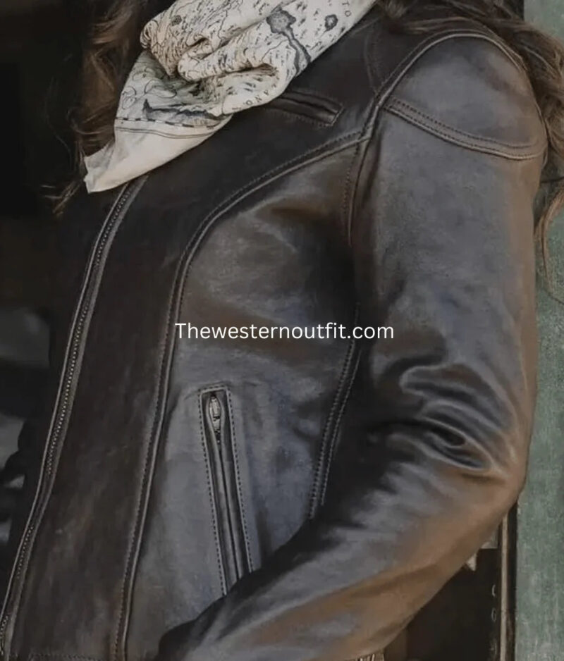 Cafe Racer Women’s Brown Leather Jacket - Image 3