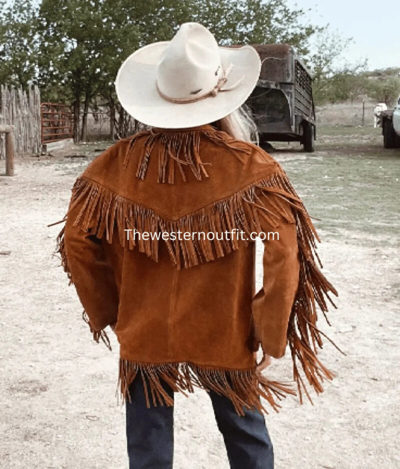 Fringe with a Shed Horn Button Leather Jacket 1970’s Style - Image 2