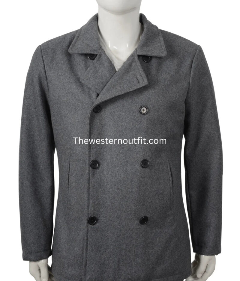 Ryan Bingham Black Wool Pea Coat - Image 3