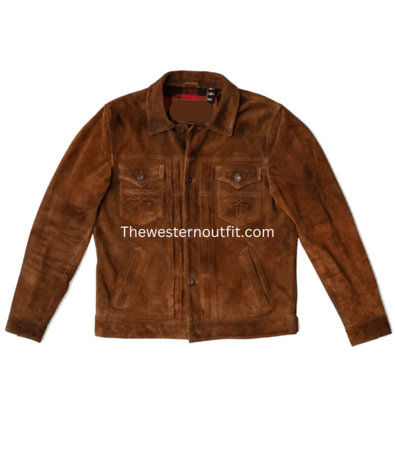Lordsburg Brown Suede Leather Trucker Jacket - Image 2