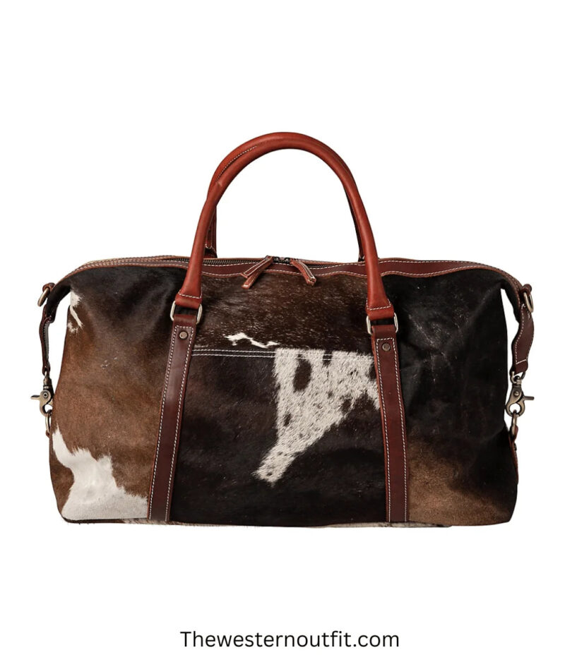 Huntley Equestrian Cowhide Travel Duffel Bag - Image 2