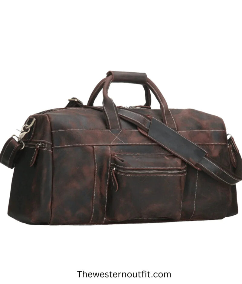Brown Handmade Genuine Retro Leather Bag - Image 2