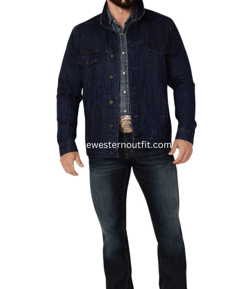 Men’s Classic Marksman Dark Wash Denim Jacket - Image 2