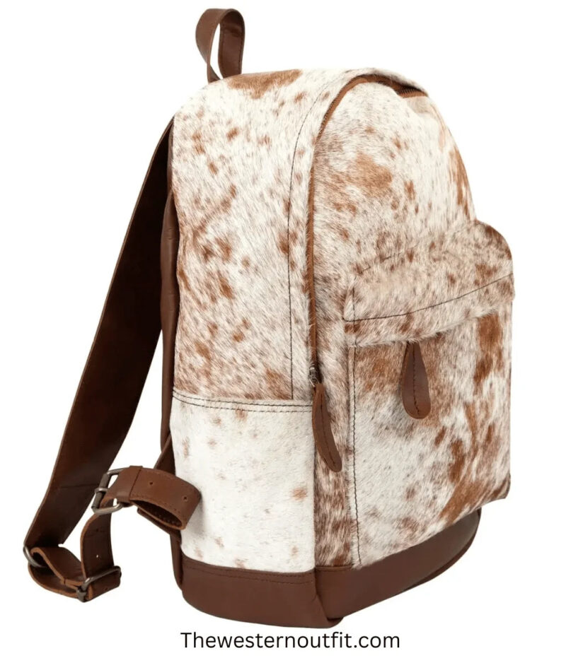 Western Cowhide Brown/White Laptop Leather Backpack - Image 2