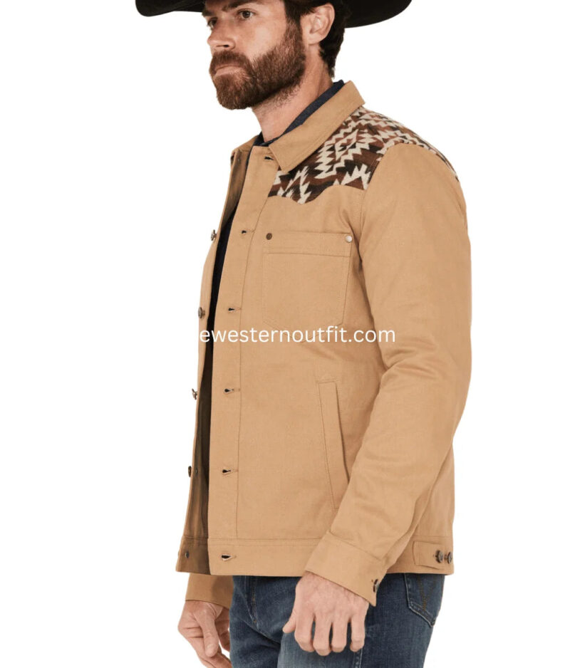 Men's Southwestern Print Canvas Button Jacket - Image 2