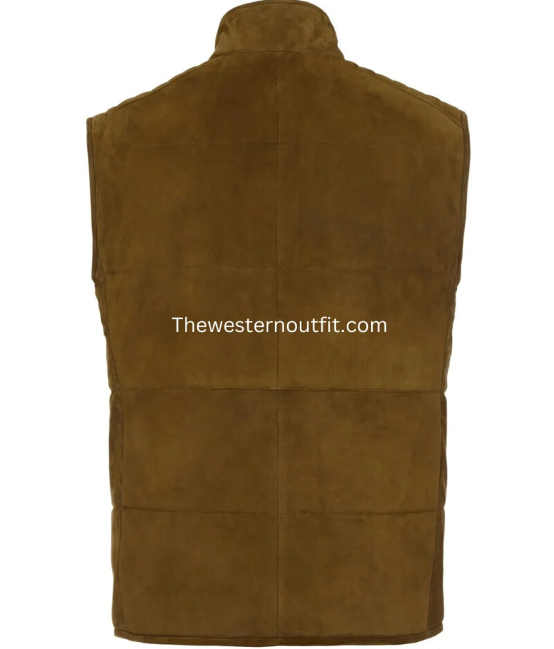 Men’s Western Design Suede Leather Vest Puffer Style - Image 2