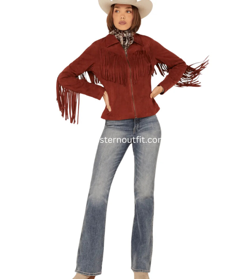 Fornia Women’s Stone Fringe Front Zip-front Moto Jacket - Image 3