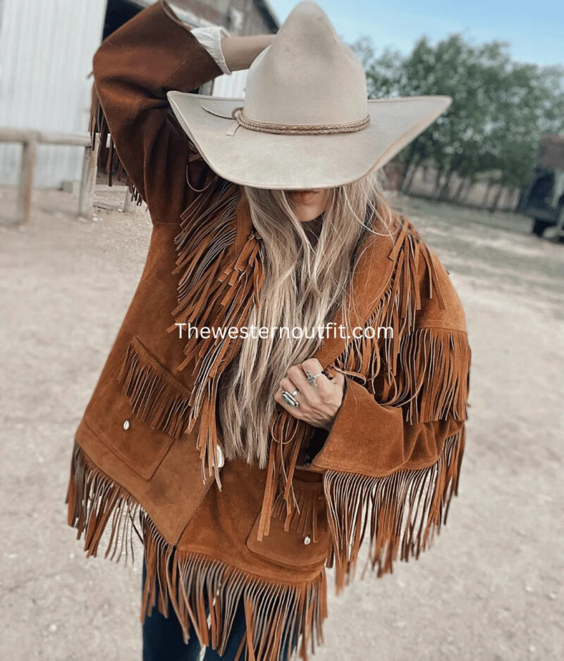 Fringe with a Shed Horn Button Leather Jacket 1970’s Style - Image 3