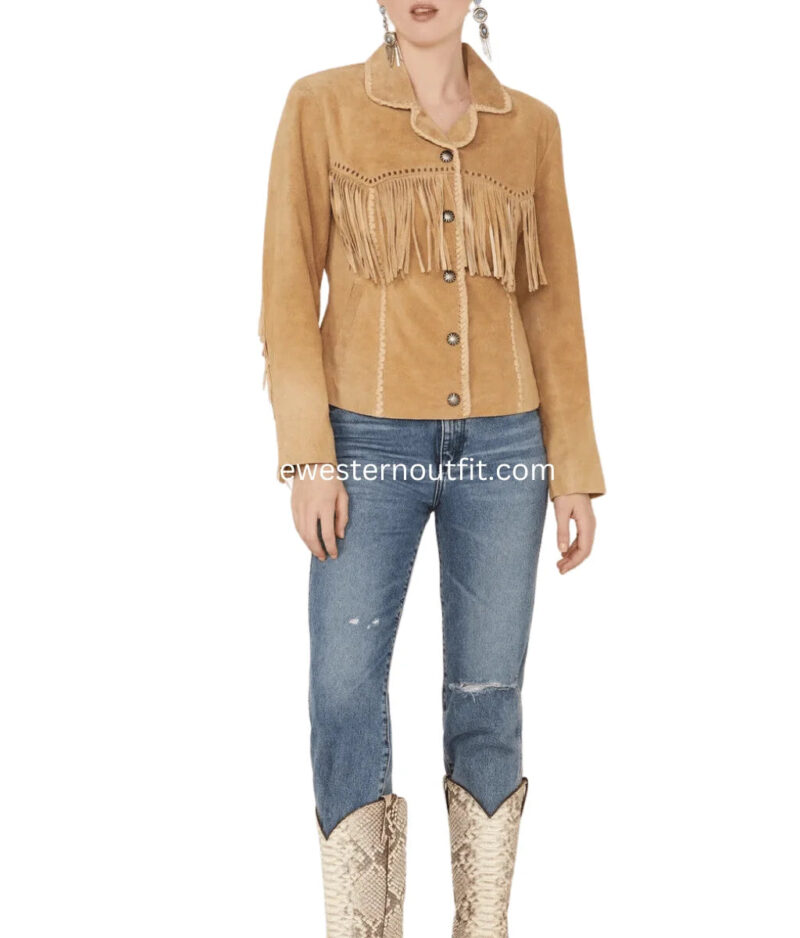 Women’s Suede Fringe Jacket - Image 3