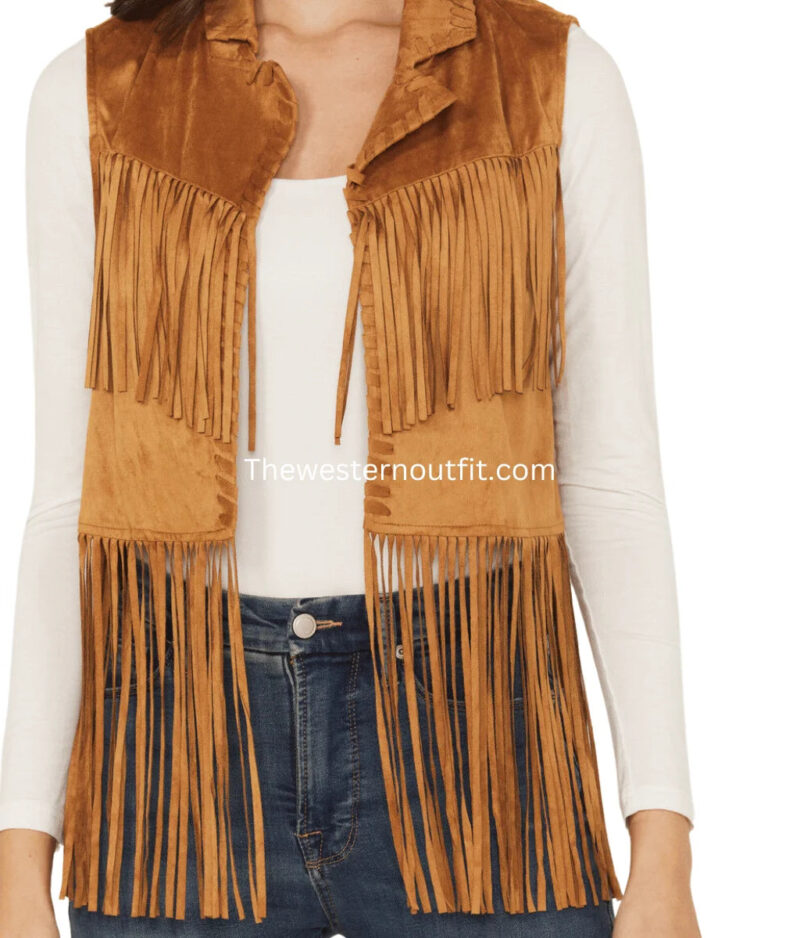 Women's Festival Fringe Faux Suede Vest