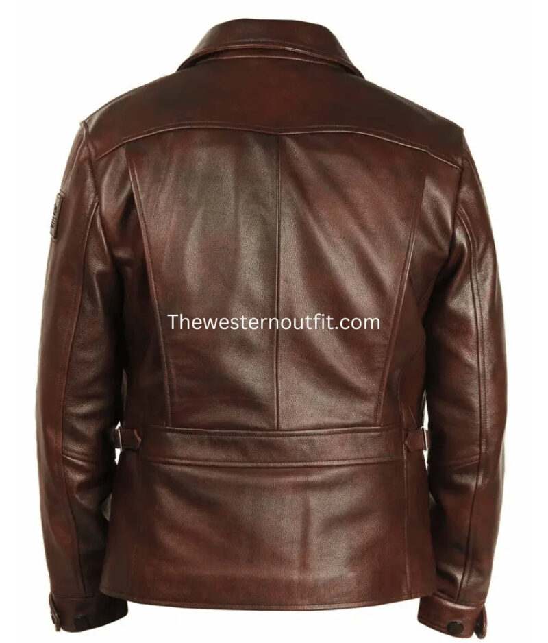 Women’s Stone Western Brown Leather Jacket - Image 3