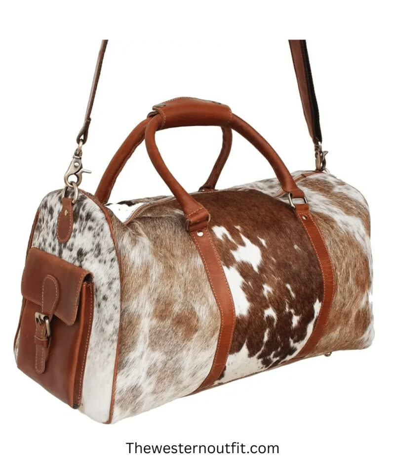 Hair Cowhide Leather Weekender Leather Duffel Travel Bag - Image 3