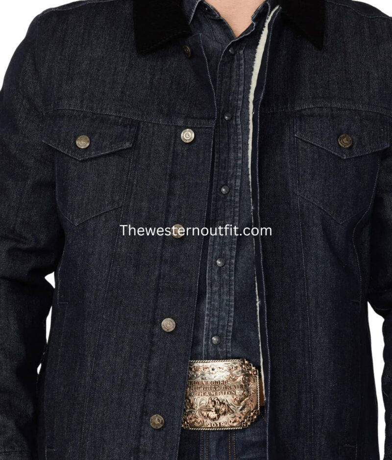 The Giant Dark Wash Sherpa Cord Denim Jacket - Image 3