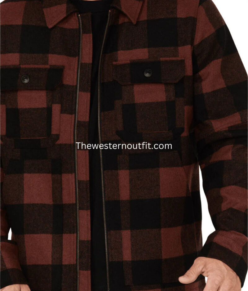 Men's Plaid Print Wool Western Jacket - Image 3