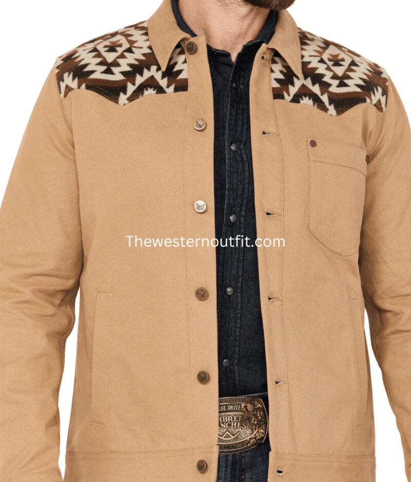 Men's Southwestern Print Canvas Button Jacket - Image 3