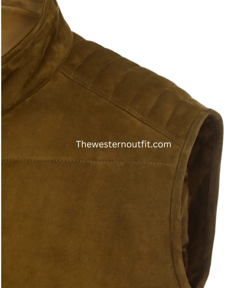 Men’s Western Design Suede Leather Vest Puffer Style - Image 3