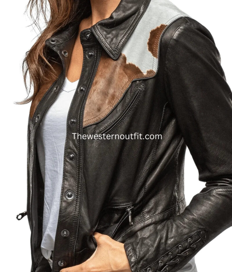 Cowhide Women’s Black Leather Jacket - Image 8