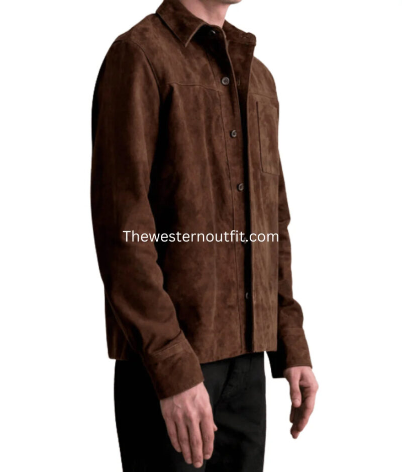 Xavier Mocha Suede Leather Shirt - Image 3
