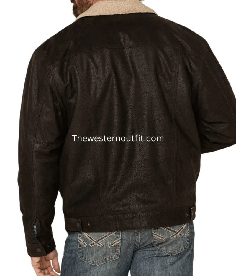 Men’s Alberto Brown Leather Jacket with Sherpa Lining - Image 4