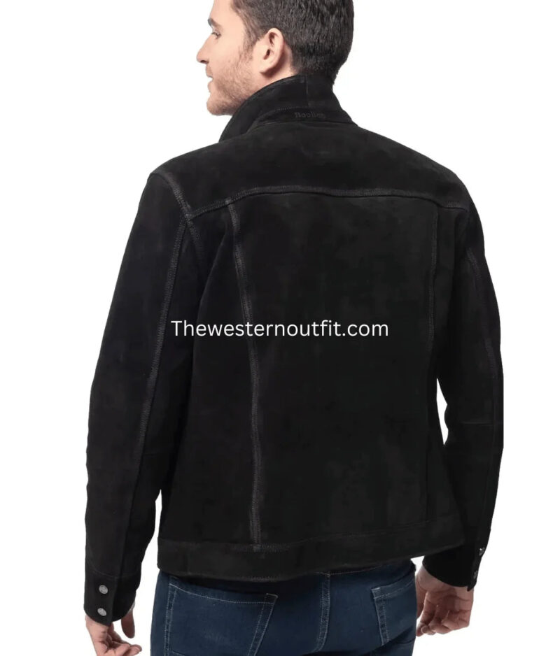 Scout Men’s Black Suede Leather Trucker Jacket - Image 3