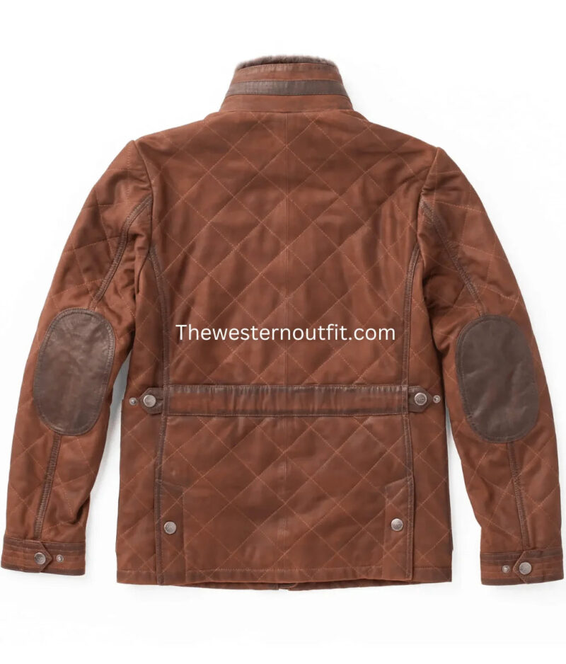 Women’s Waxed Suede Brown Leather Jacket - Image 3
