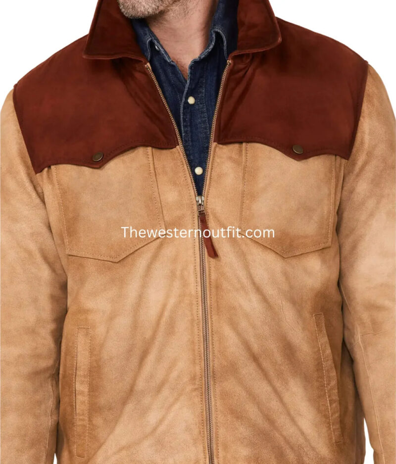 Men’s Burnished Suede Color Block Jacket - Image 3