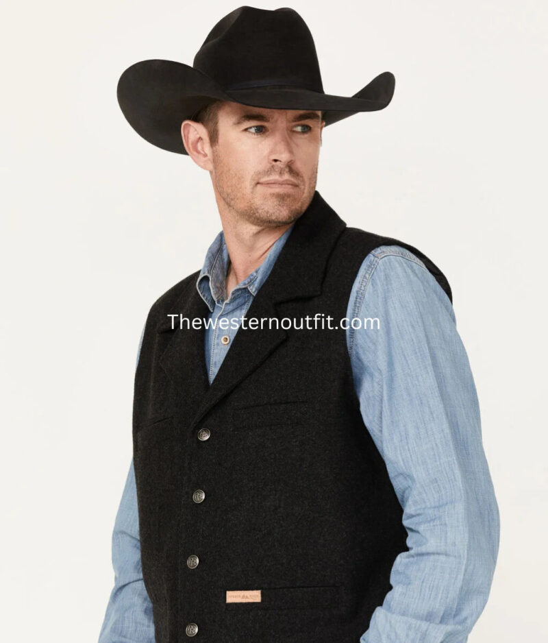 Powder River Men's Black Wool Montana Vest - Image 2