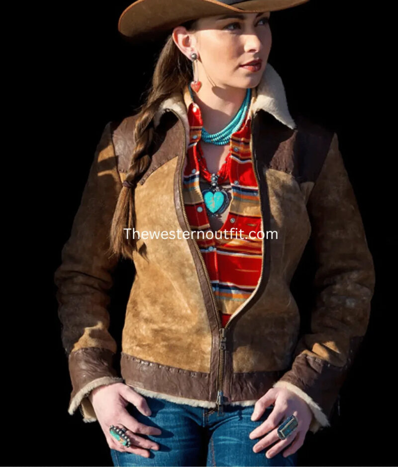 Wild West Women’s Shearling Bomber Jacket - Image 3