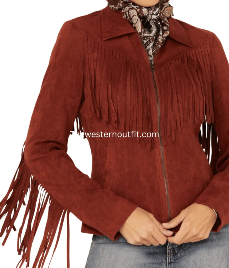 Fornia Women’s Stone Fringe Front Zip-front Moto Jacket