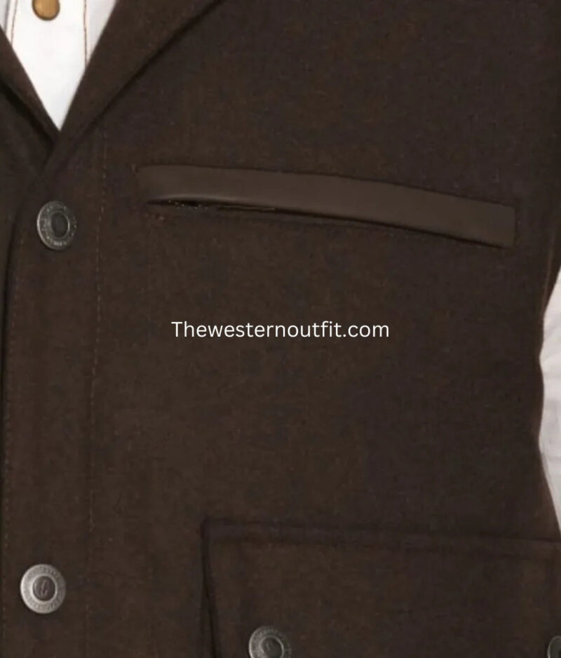 The Men’s Brown Wool Rancher Vest - Image 3